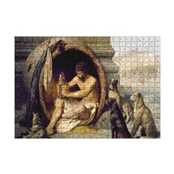 Cakapuzzle Fıçının İçindeki Diogenes ve Köpekler 120 Parça Ahşap Puzzle