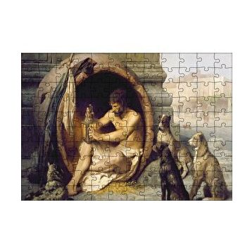 Cakapuzzle Fıçının İçindeki Diogenes ve Köpekler 120 Parça Ahşap Puzzle