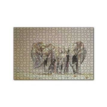 Cakapuzzle Fil Sürüsü ve Tozlu Topraklar 120 Parça Ahşap Puzzle