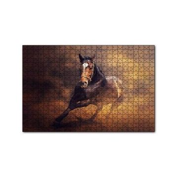 Cakapuzzle Fırtına İçinde Kahve Rengi At Görseli 120 Parça Ahşap Puzzle