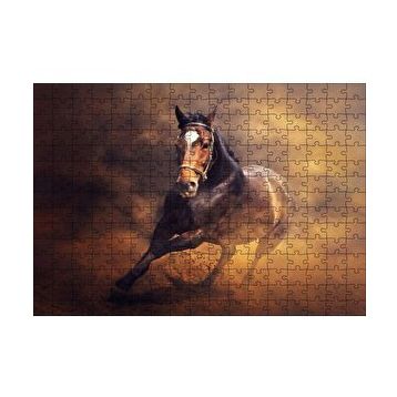 Cakapuzzle Fırtına İçinde Kahve Rengi At Görseli 120 Parça Ahşap Puzzle