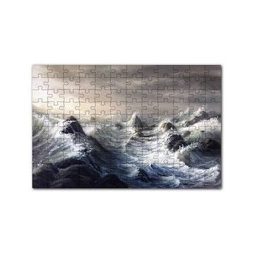 Cakapuzzle Fırtınada Dalgalı Okyanus ve Bulutlar 120 Parça Ahşap Puzzle
