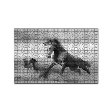 Cakapuzzle Fırtınada Koşan Atlar Görseli 120 Parça Ahşap Puzzle