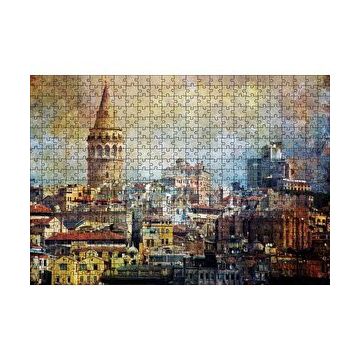 Cakapuzzle Galata Kulesinin Sanatsal Görsel 120 Parça Ahşap Puzzle