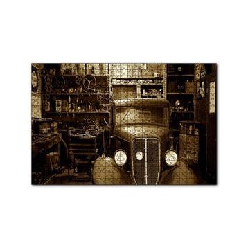 Cakapuzzle Garajdaki Antika Araba Sepya Resim 120 Parça Ahşap Puzzle