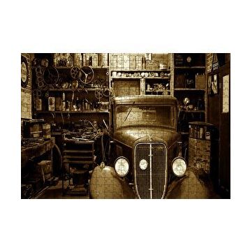 Cakapuzzle Garajdaki Antika Araba Sepya Resim 120 Parça Ahşap Puzzle