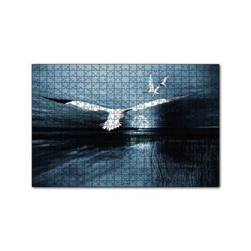 Cakapuzzle Gece Ay Göl Balıkçı Kuşları 120 Parça Ahşap Puzzle