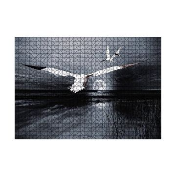 Cakapuzzle Gece Ay Göl Balıkçı Kuşları 120 Parça Ahşap Puzzle