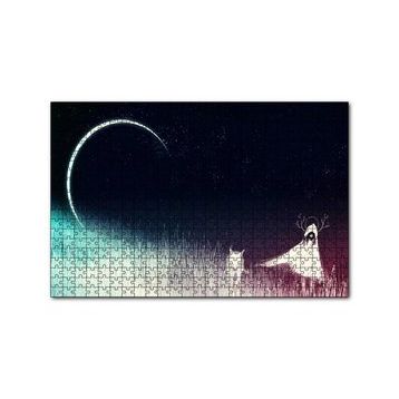 Cakapuzzle Gece Ay Kız ve Tilki 120 Parça Ahşap Puzzle
