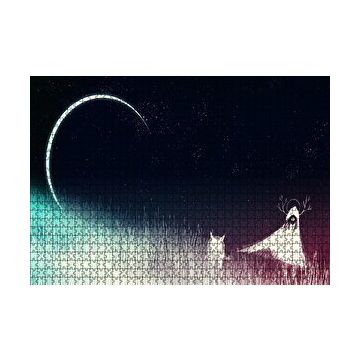 Cakapuzzle Gece Ay Kız ve Tilki 120 Parça Ahşap Puzzle