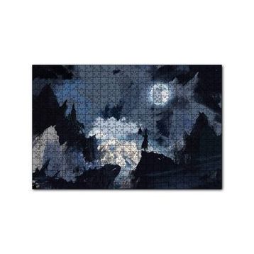 Cakapuzzle Gece Dolunay ve Savaşçı Silüeti 120 Parça Ahşap Puzzle
