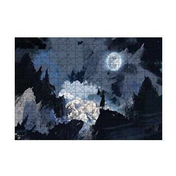 Cakapuzzle Gece Dolunay ve Savaşçı Silüeti 120 Parça Ahşap Puzzle