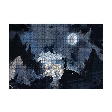 Cakapuzzle Gece Dolunay ve Savaşçı Silüeti 120 Parça Ahşap Puzzle