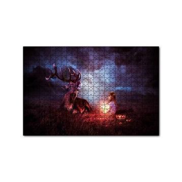 Cakapuzzle Gece Geyik ve Sevimli Kız 120 Parça Ahşap Puzzle