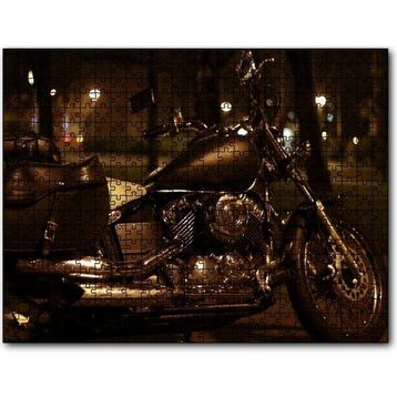 Cakapuzzle Gece Işıkları Altında Siyah Chopper Motorsiklet 255 Parça Puzzle