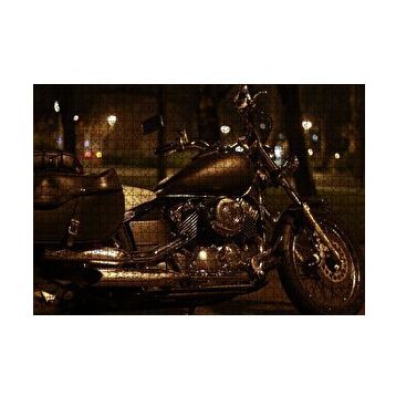 Cakapuzzle Gece Işıkları Altında Siyah Chopper Motorsiklet 255 Parça Puzzle