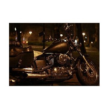 Cakapuzzle Gece Işıkları Altında Siyah Chopper Motorsiklet 255 Parça Puzzle