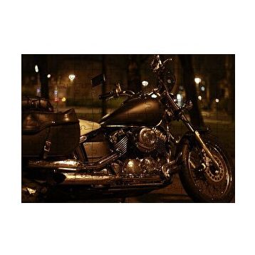 Cakapuzzle Gece Işıkları Altında Siyah Chopper Motorsiklet 255 Parça Puzzle