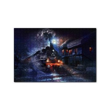 Cakapuzzle Gece ve Buharlı Tren 120 Parça Ahşap Puzzle