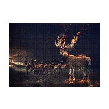 Cakapuzzle Gece ve Geyikler İllüstrasyon 120 Parça Ahşap Puzzle
