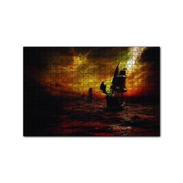 Cakapuzzle Gecede Yelkenli Korsan Gemileri 120 Parça Ahşap Puzzle