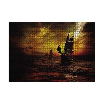 Cakapuzzle Gecede Yelkenli Korsan Gemileri 120 Parça Ahşap Puzzle