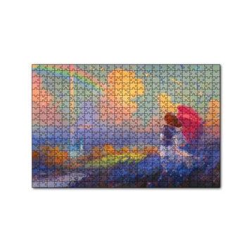 Cakapuzzle Genç Kız ve Gökkuşağı Yağlıboya 120 Parça Ahşap Puzzle