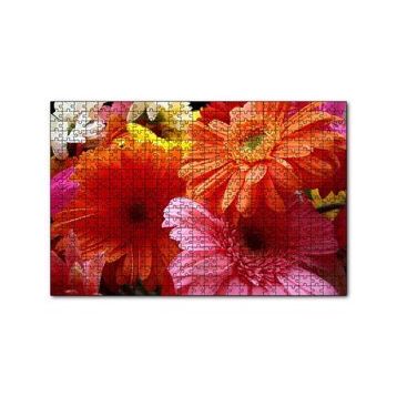 Cakapuzzle Gerbera Çiçekleri Turunculu Pembeli 120 Parça Ahşap Puzzle