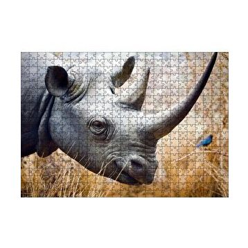 Cakapuzzle Gergedan Başı Yakın Çekim 120 Parça Ahşap Puzzle