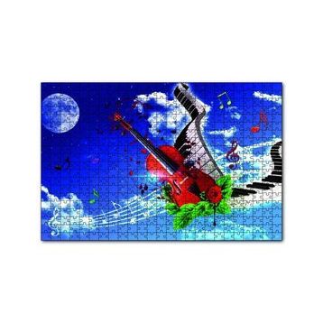 Cakapuzzle Gökyüzündeki Notalar ve Gitar 120 Parça Ahşap Puzzle