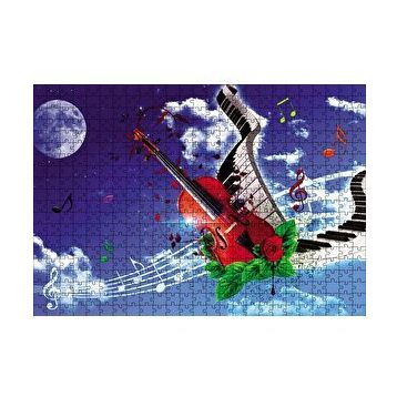 Cakapuzzle Gökyüzündeki Notalar ve Gitar 120 Parça Ahşap Puzzle
