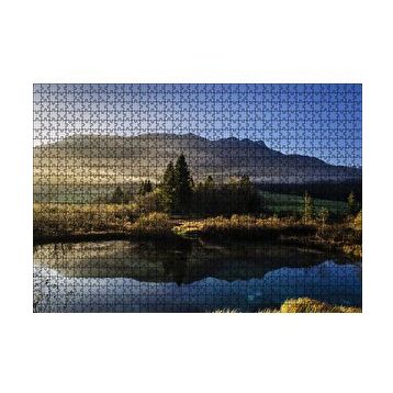 Cakapuzzle Göl Ağaçlar ve Sisli Tepeler 120 Parça Ahşap Puzzle