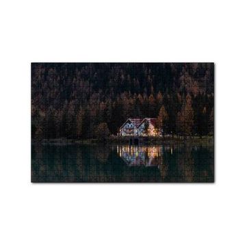 Cakapuzzle Göl Kenarındaki Villa ve Sık Ağaçlar 120 Parça Ahşap Puzzle
