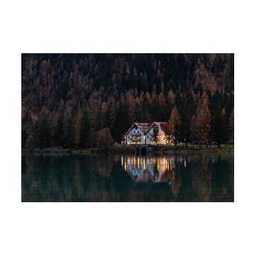 Cakapuzzle Göl Kenarındaki Villa ve Sık Ağaçlar 120 Parça Ahşap Puzzle