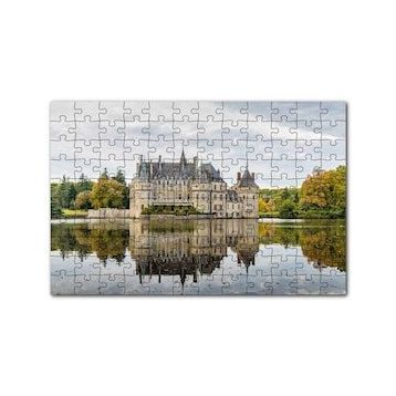 Cakapuzzle Göl Kıyısındaki Görkemli Şato ve Orman 120 Parça Ahşap Puzzle
