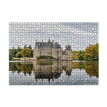 Cakapuzzle Göl Kıyısındaki Görkemli Şato ve Orman 120 Parça Ahşap Puzzle