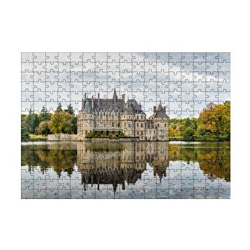 Cakapuzzle Göl Kıyısındaki Görkemli Şato ve Orman 120 Parça Ahşap Puzzle