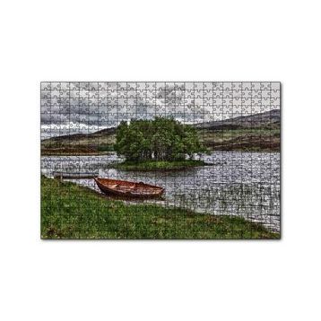 Cakapuzzle Gölde Sandallar Tepeler ve Bulutlu Gökler 120 Parça Ahşap Puzzle
