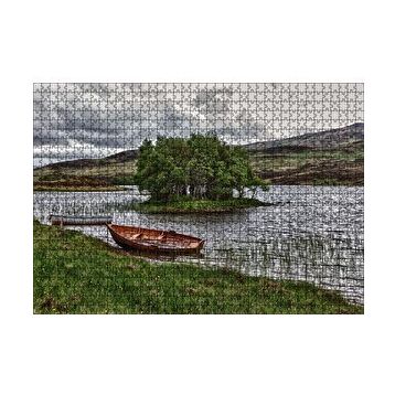 Cakapuzzle Gölde Sandallar Tepeler ve Bulutlu Gökler 120 Parça Ahşap Puzzle