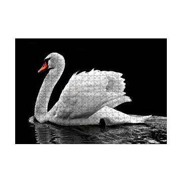 Cakapuzzle Göldeki Beyaz Kuğu Monochrome 120 Parça Ahşap Puzzle