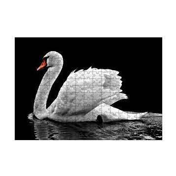 Cakapuzzle Göldeki Beyaz Kuğu Monochrome 120 Parça Ahşap Puzzle