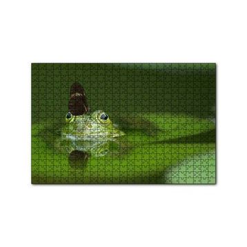 Cakapuzzle Göldeki Yeşil Kurbağa ve Üzerindeki Kelebek 120 Parça Ahşap Puzzle