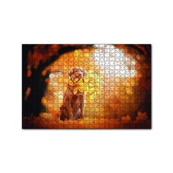 Cakapuzzle Golden Retriever Sonbahar Yaprakları 120 Parça Ahşap Puzzle
