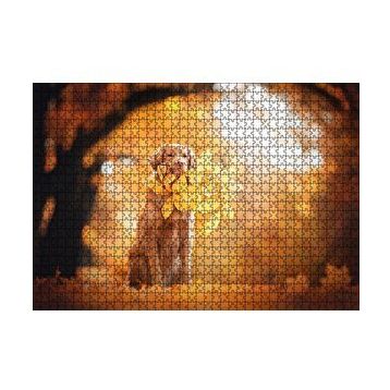 Cakapuzzle Golden Retriever Sonbahar Yaprakları 120 Parça Ahşap Puzzle