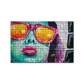 Cakapuzzle Gözlüklü Kadın Duvar Boyama 120 Parça Ahşap Puzzle
