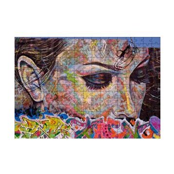 Cakapuzzle Graffiti ve Duvar Boyama Gözleri Kapalı Kadın 120 Parça Ahşap Puzzle