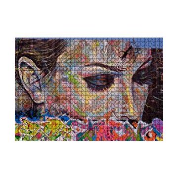 Cakapuzzle Graffiti ve Duvar Boyama Gözleri Kapalı Kadın 120 Parça Ahşap Puzzle