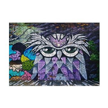 Cakapuzzle Grafiti Sokak Sanatı Baykuş Görseli 120 Parça Ahşap Puzzle