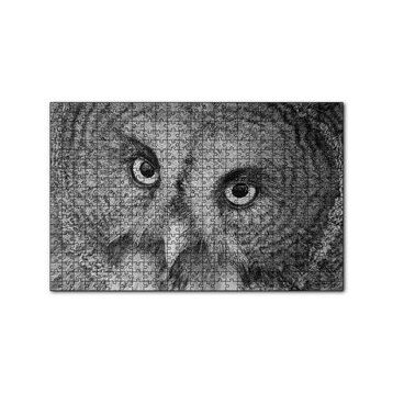 Cakapuzzle Gri Baykuş Yüz Yakın Çekim 120 Parça Ahşap Puzzle