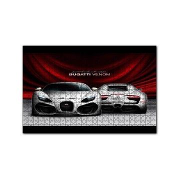 Cakapuzzle Gri Bugatti Venom Ön ve Arka Görünüş 120 Parça Ahşap Puzzle
